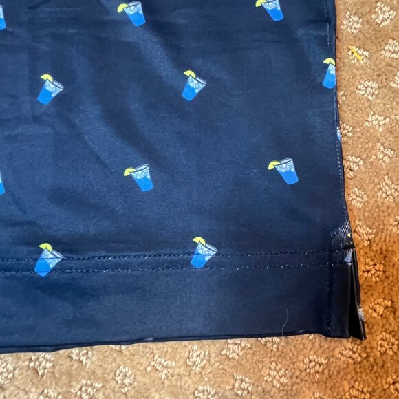 Deolax Navy All Over Drinks Print Polo Shirt Men's M Golf Flex Grapic Polo - Picture 4 of 10